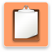 Surveys icon — clipboard with lined paper on orange background